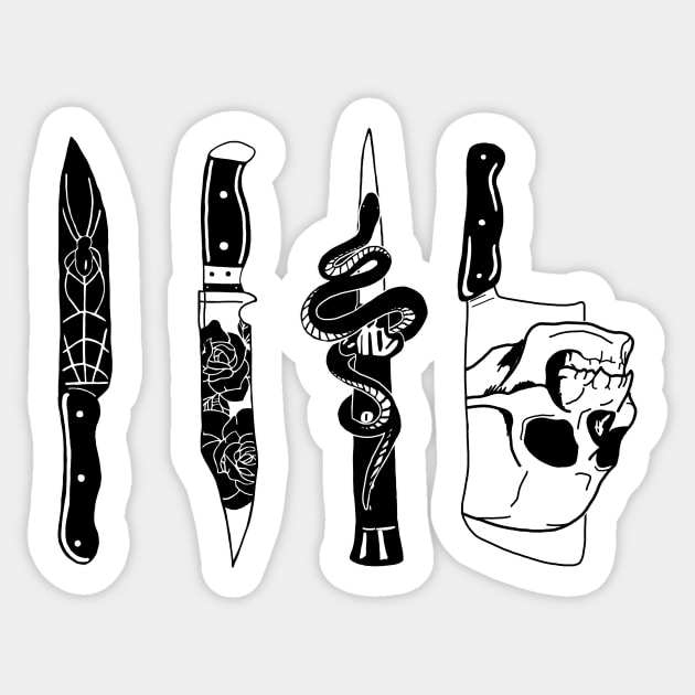 Poker of Knives Sticker by SnugglyTh3Raven